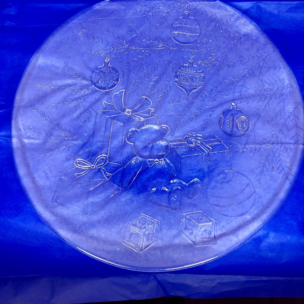 Christmas Holiday Serving Glass Platter